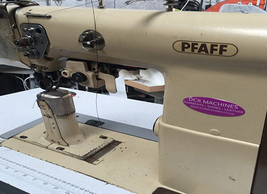 Photo of an PFAFF 491-726 single needle post bed with leather Trimmer Industrial Sewing Machines